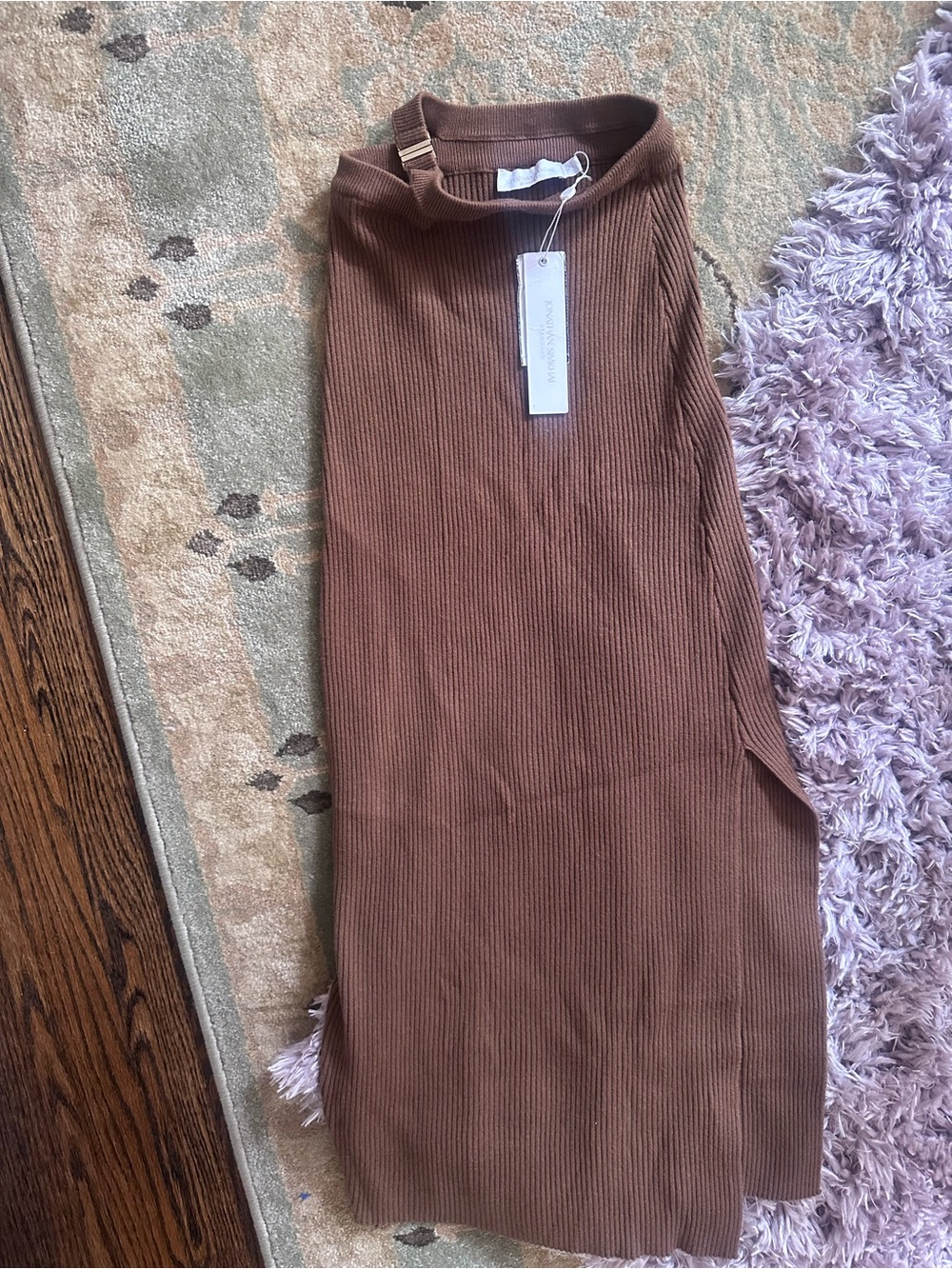 Jonathan Simkhai Ribbed Midi Skirt in Chocolate Brown